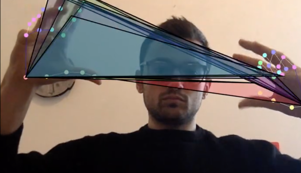 Screenshot of Elastico, a web musical instrument with hand-tracking